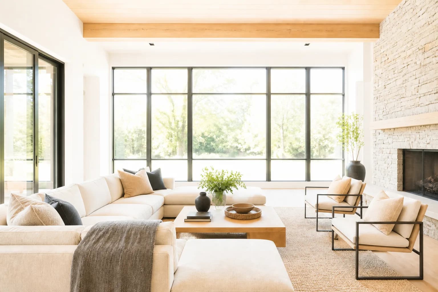 Illustrative high exposure of a contemporary living room