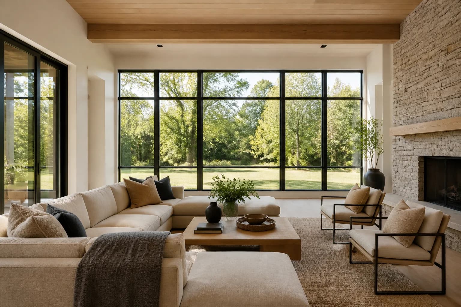 Illustrative neutral exposure of a contemporary living room